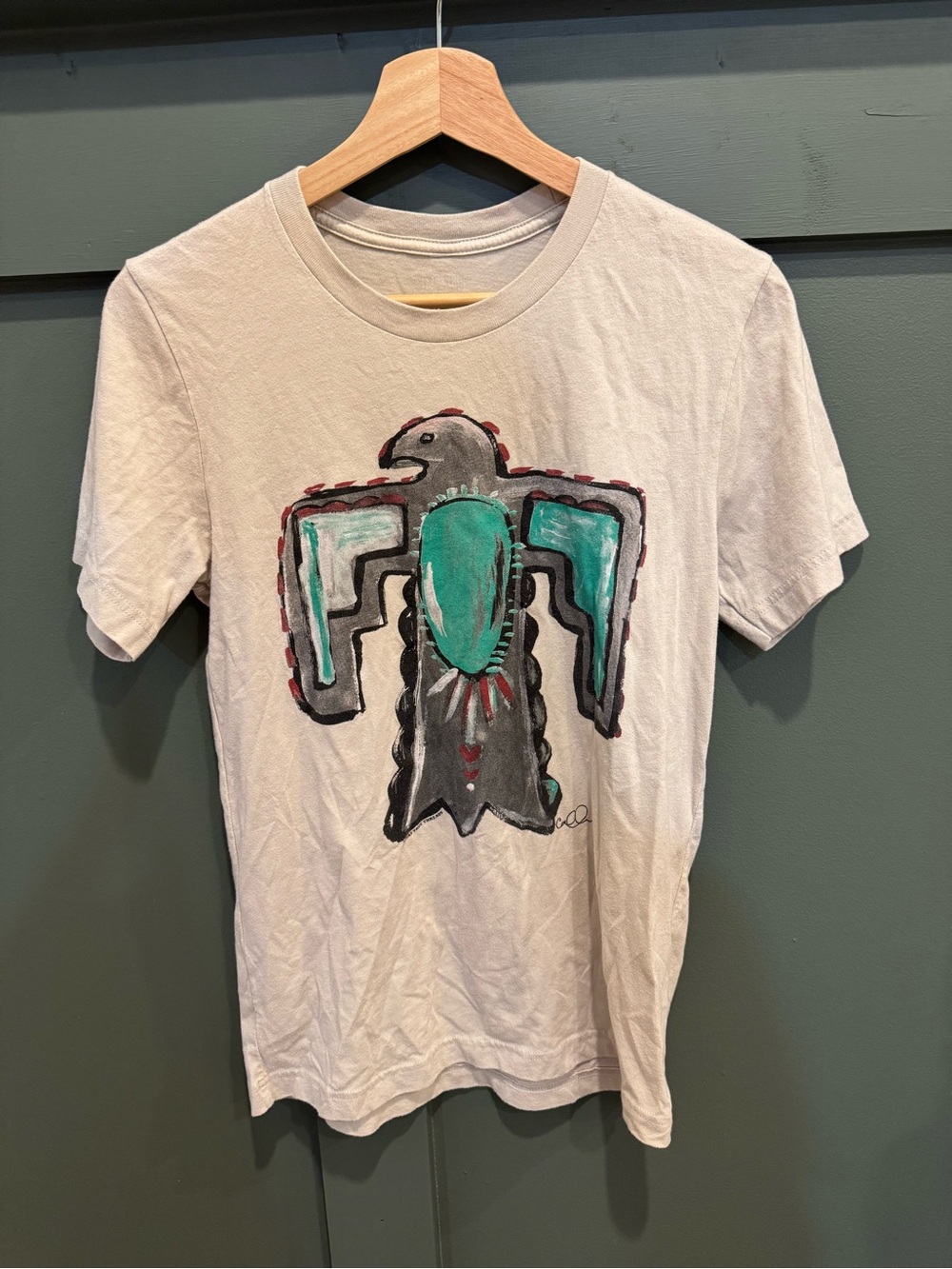 Women's Texas True Cream Short-Sleeve Tee with Turquoise Thunderbird Graphic